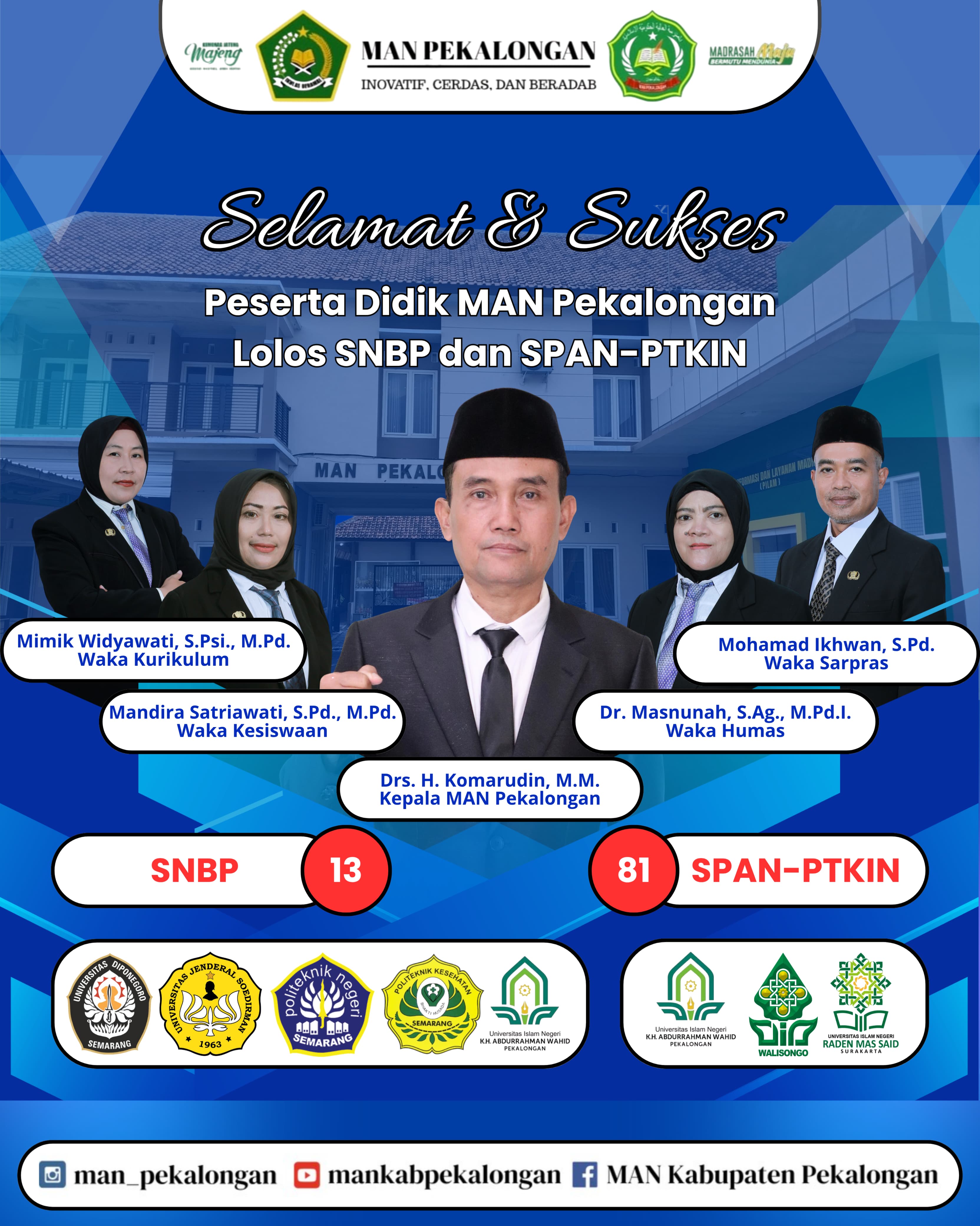 Selamat dan Sukses SNBP dan SPAN-PTKIN 2026